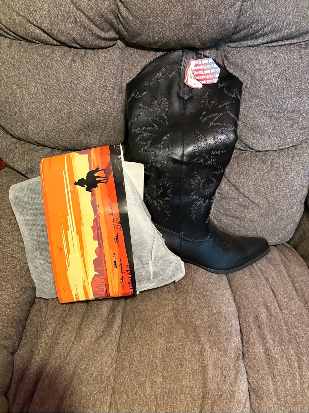 Classic Black Western Women's Heeled Boot